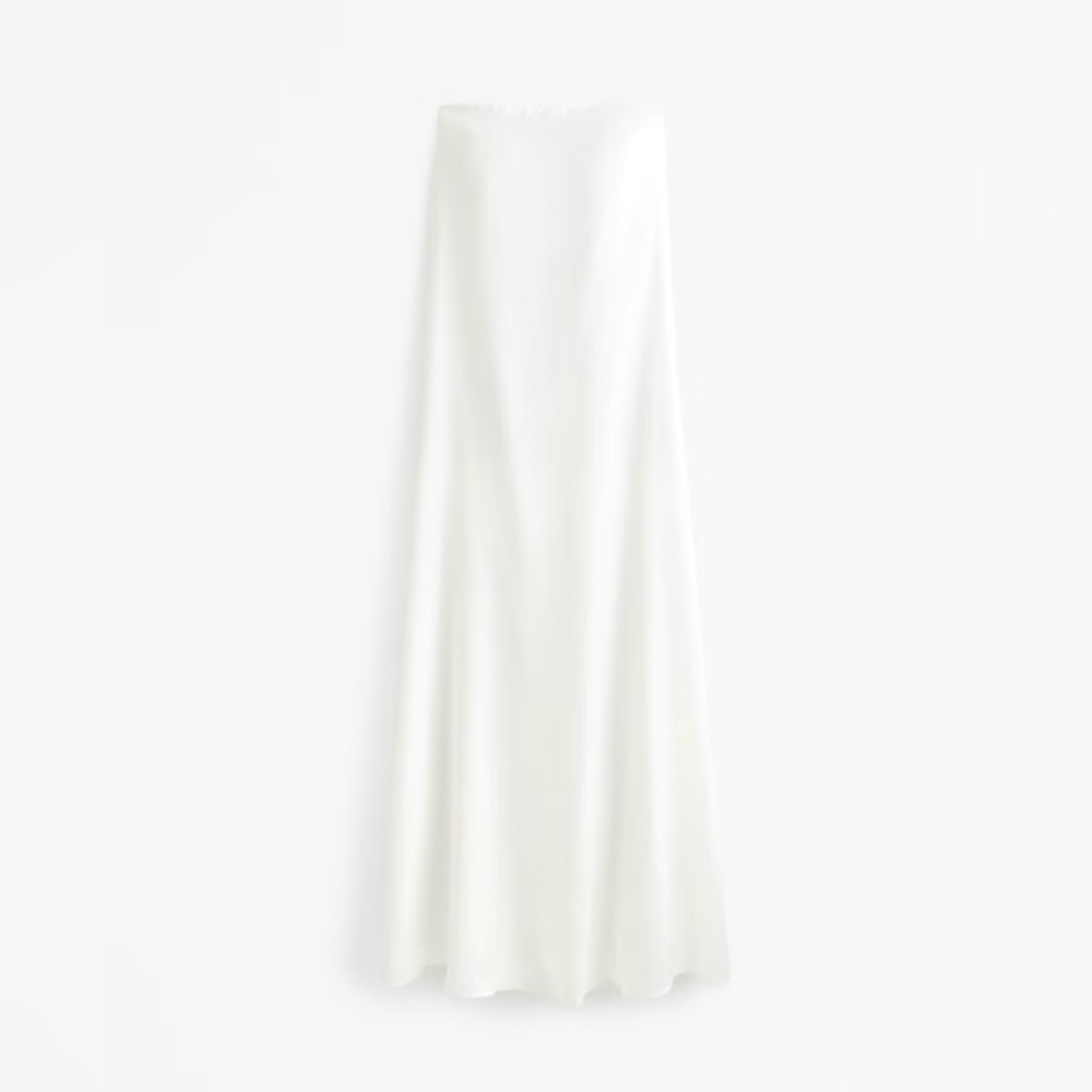 NWT {Abercrombie & Fitch} White Strapless Trapeze Maxi Dress - Picture 5 of 7